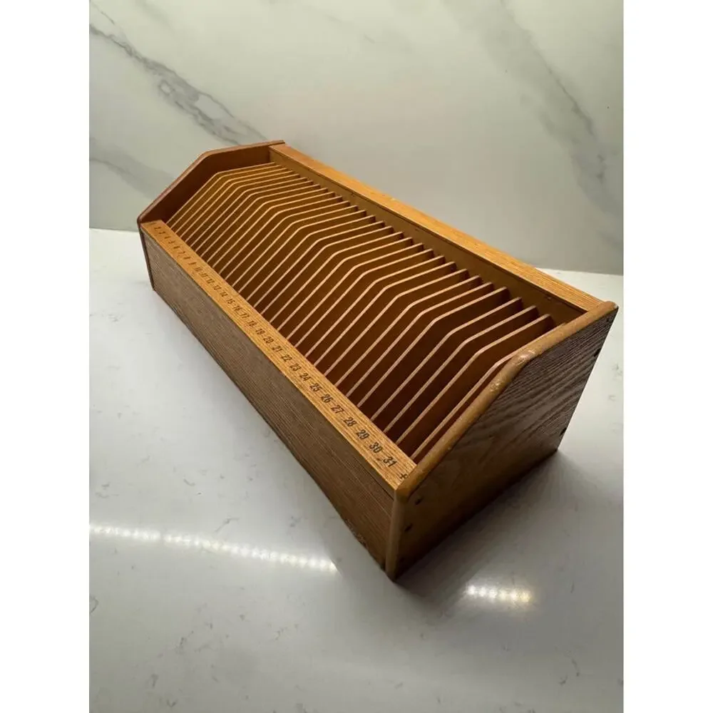 Vintage 31 Day Wood Monthly Bill Letter Sorter Desk Top Organizer